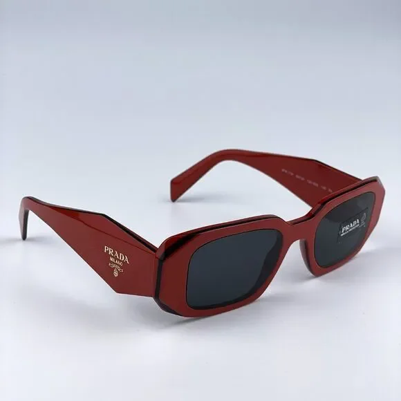 NEW Prada PR17WS 12N5S0 Orange Black Dark Grey Rectangle Unisex Sunglasses